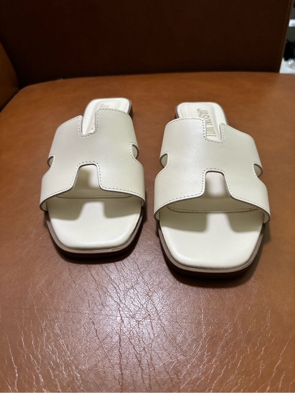 Jason Wu Cream Leather Slide Sandals - Picture 3 of 7